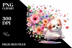 Tumbling Dog Flower Petals Wind Clipart Product Image 1