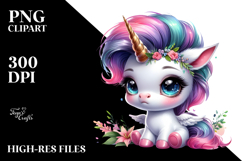 Cute Baby Unicorn with Cool Haircut, PNG Product Image 2