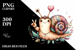 Funny Snail Doing Love Sign | Sublimation Clipart Product Image 1