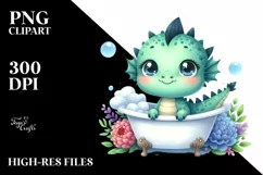 Cute Watercolor Baby Dragon Clipart Product Image 1