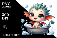 Smiling Baby Dragon in Bath Tub, Transparent PNG Product Image 2