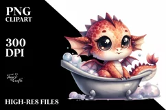 Cute Watercolor Baby Dragon Clipart Product Image 1