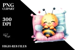 Colorful Baby Bee with Pillow, PNG Product Image 2