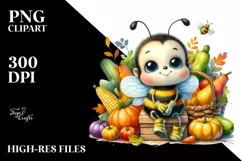 Quirky Baby Bee Holding Basket | Sublimation | Clipart Product Image 1