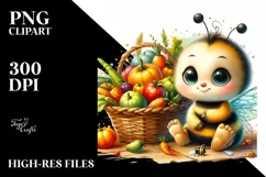 Quirky Baby Bee Holding Basket | Sublimation | Clipart Product Image 1