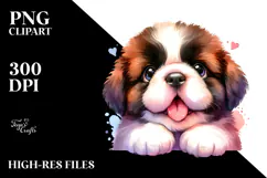 Cute Baby Saint Bernard Watercolor PNG Product Image 2