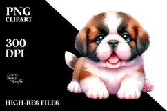 Cute Baby Saint Bernard Watercolor PNG Product Image 2