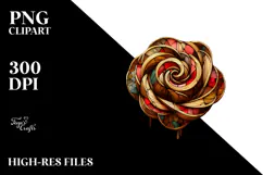 Abstract Wooden Stained Rose PNG Product Image 2
