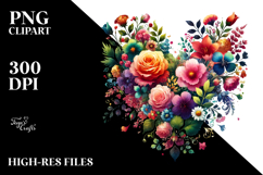 Colorful Floral Heart, Transparent PNG Product Image 2