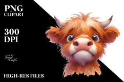 Funny Expressive Highland Cow PNG Product Image 2