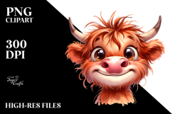 Expressive Baby Face Highland Cow PNG Product Image 2
