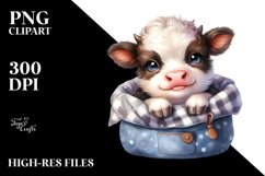 Watercolor Baby Highland Cow in a Pocket Product Image 3