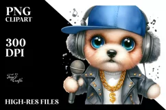 Bichpoo Hip Hop Singer | Sublimation Clipart Product Image 3