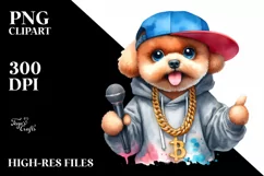 Bichpoo Hip Hop Singer | Sublimation Clipart Product Image 1