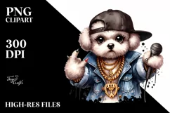Bichpoo Hip Hop Singer | Sublimation Clipart Product Image 1