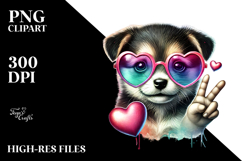 Puppy with Heart Sunglasses, High-Quality PNG Product Image 2