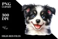 Cute Border Collie Dog with Big Eyes, PNG Product Image 2