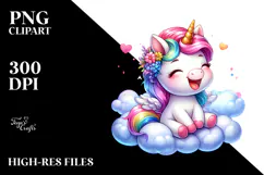 Smiling Baby Unicorn PNG Product Image 2
