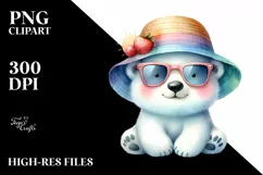 Colorful Cute Baby Polar Bear | Sublimation | Clipart Product Image 1