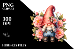 Cute Gnome with Camellia Frame PNG Product Image 2