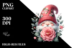 Cute Gnome with Camellia Frame PNG Product Image 2