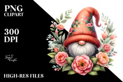 Cute Gnome with Camellia Frame PNG Product Image 2
