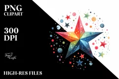 Watercolor Star Colorful Sublimation Clipart Product Image 3
