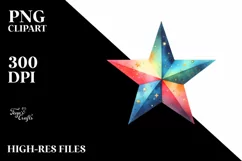 Watercolor Star Colorful Sublimation Clipart Product Image 3