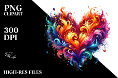 Colorful Fire Heart PNG Product Image 2
