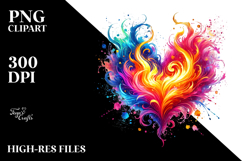 Painted Heart Made of Fire PNG Product Image 2