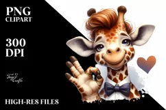 Funny Cute Giraffe Portrait | Sublimation Clipart Product Image 1