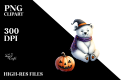 Polar Bear on Moon Halloween PNG Product Image 2