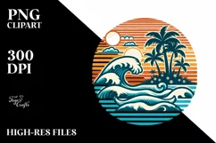 Retro Tropical Island Waves | Sublimation | Clipart Product Image 3