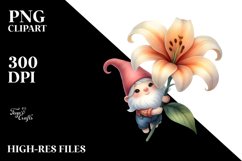 Floating Gnome with Lily PNG Product Image 2