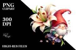 Floating Gnome with Lily PNG Product Image 2