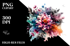 Colorful Flower with Splashes, PNG Product Image 2