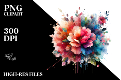 Colorful Flower with Splashes, PNG Product Image 2