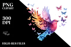Bird with Butterfly Silhouettes PNG Product Image 2