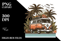Vintage Tropical Van, Tshirt Vector Style PNG Product Image 2