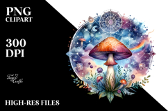 Vibrant Magical Celestial Mushroom with Tarot, PNG Product Image 2
