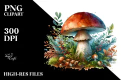 Mystical Celestial Mushroom Watercolor PNG Product Image 2