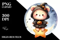 Cute Baby Bear on Star PNG Product Image 1