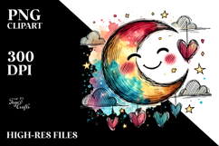 Smiling Moon Hearts PNG Product Image 2