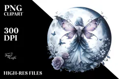 Gothic Fairy on Moon, High-Res PNG Product Image 2