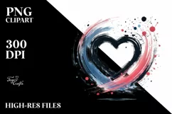 Simple Cute Heart Paintbrush Style PNG Product Image 2