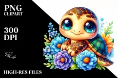 Colorful Small Baby Turtle Watercolor | Clipart Product Image 3