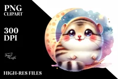 Colorful Baby Lemming with Moon | Clipart Product Image 1