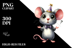 Party Hat Watercolor Mouse | Clipart Product Image 2