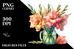 Colorful Jar Gladiolus Clipart Product Image 2