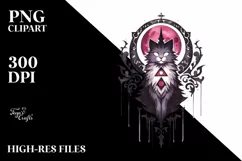 Washed Watercolor Gothic Cat | Sublimation Clipart Product Image 1